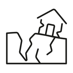 Earthquake broken house line style icon. Earthquake Insurance outline illustration