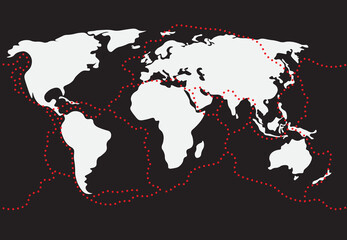 World Seismographic Map with Earthquake. Main Tectonic Plates illustration