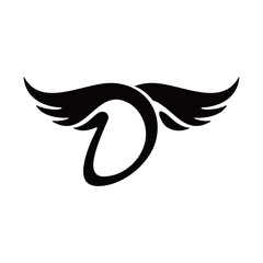 wing logo with letter D