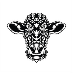 black and white tribal decorative cow pattern tattoo
