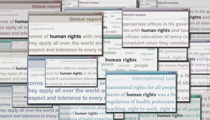 Human rights freedom and justice headline titles media 3d illustration