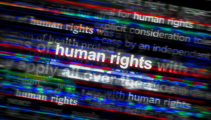 Human rights freedom and justice headline titles media 3d illustration