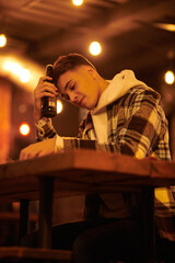 dreamy man in a bar