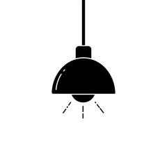 Chandelier icon. Black hanging lamp icon on white background. Vector illustration.