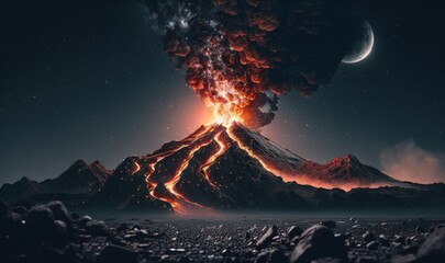 Experience the Breathtaking Power of a Volcanic Eruption. Generative ai.