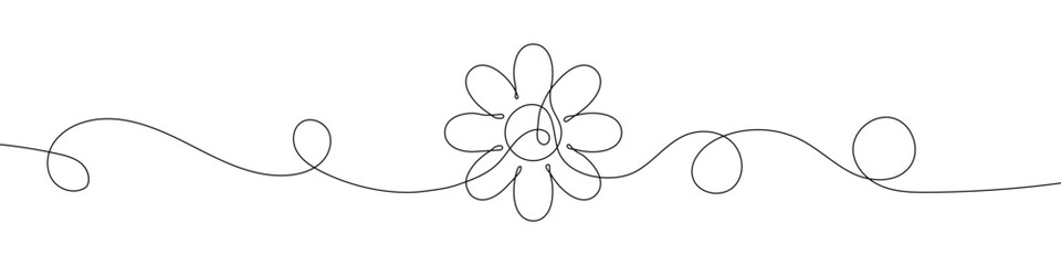 Fototapeta na wymiar Continuous line drawing of flower. Flower one line icon. One line drawing background. Vector illustration. Flower black icon