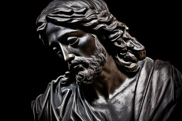 Fototapeta na wymiar Close up of Jesus Christ statue. Ancient statue jesus christ. Generative AI.