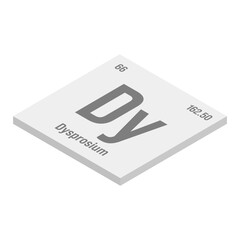 Darmstadtium, Ds, gray 3D isometric illustration of periodic table element with name, symbol, atomic number and weight. Synthetic element with very short half-life, created through nuclear reactions