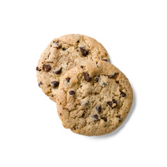 Classic american chocolate chip cookie  isolated on a transparent background, PNG. High resolution.