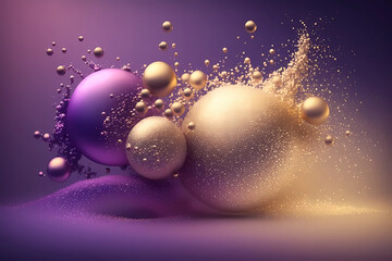 Fototapeta na wymiar abstract purple background with golden glitter. Generative AI