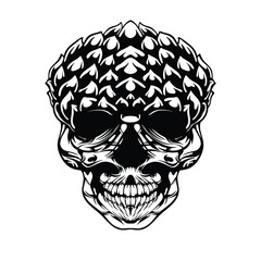 black and white tribal decorative skull pattern tattoo
