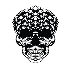 black and white tribal decorative skull pattern tattoo
