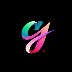 Colorful Letter C and J Logo