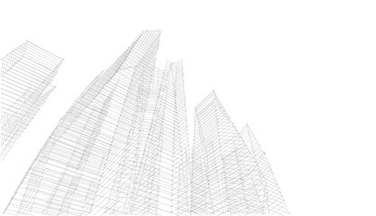 City skyscrapers 3d illustration 3d rendering