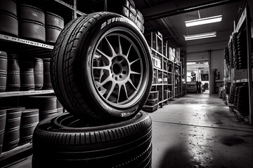 Tires for sale at a tire store