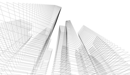 Fototapeta premium City skyscrapers 3d illustration 3d rendering
