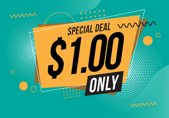 Special dollar one only deal and sale banner vector illustration