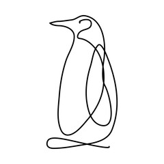 Penguin standing, continuous line drawing, nature, wildlife.