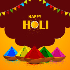 illustration of bowl full of colorful gulal for holi background