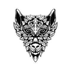 Obraz premium black and white tribal decorative wolf pattern tattoo