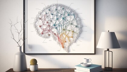 Abstract Brain Mindmap Conceptual Thinking Illustration, with Licensed Generative AI Technology Assistance