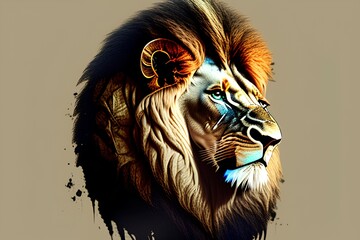 Art dla koszulki agresywny lew - generative ai