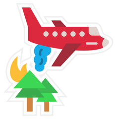 Firefighter Plane Sticker Icon