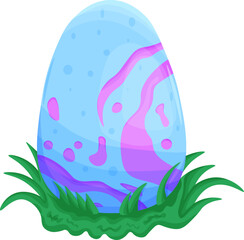 Blue dino egg with spots in cartoon style. Vector illustration