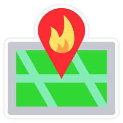 Fire Location Sticker Icon