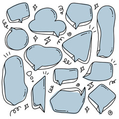 Speech bubbles with blue color, Bubble comic speech set, great design for any purposes. Sticker design. vector illustration.