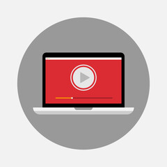 Color image of laptop. Vector illustration