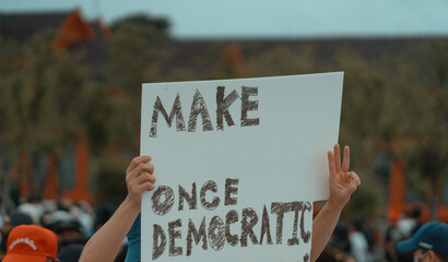 Make once democratic.once again to make their voices heard.A fundamental claim in a democratic system. 