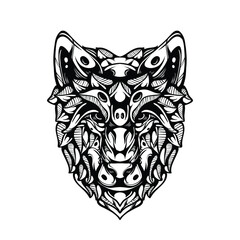 black and white tribal decorative wolf pattern tattoo