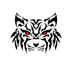 vector illustration graphic of tribal face tiger red eyes
