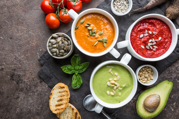colorful vegetable cream soups