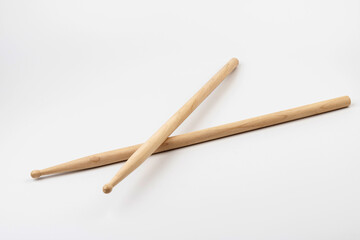 Wooden drumsticks isolated on white background. musical instrument.