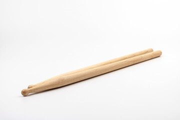 Wooden drumsticks isolated on white background. musical instrument.
