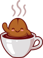 Cute coffee cartoon character design