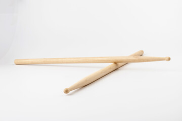 Wooden drumsticks isolated on white background. musical instrument.