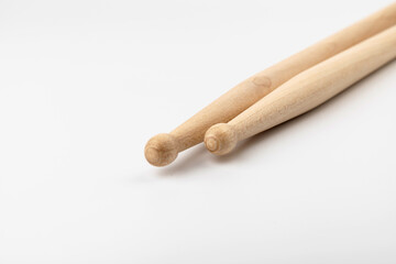 Wooden drumsticks isolated on white background. musical instrument.