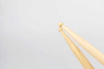 Wooden drumsticks isolated on white background. musical instrument.