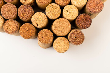 Close up photo of stacked wine corks