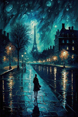 Beautiful Landscape oil painting of Paris city,illustration,created with Generative AI Technology
