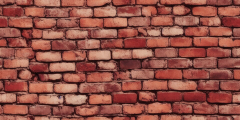 old red bricks wall seamless texture, pattern background, (created with Generative AI)