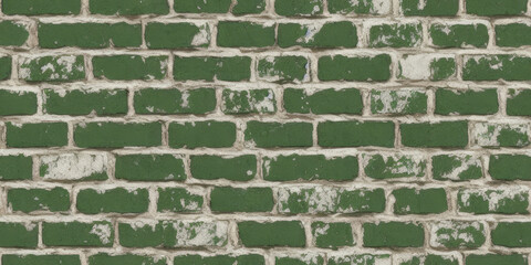 old green bricks wall seamless texture, pattern background, (created with Generative AI)