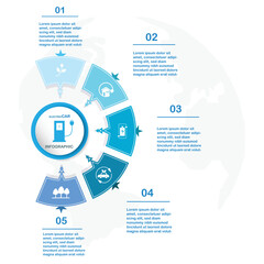 electric car concept vector infographic design with icons options or steps for Stock Vector Illustration