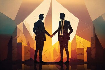 Successfully contracted deal, handshake between two businessmen created with Generative AI technology
