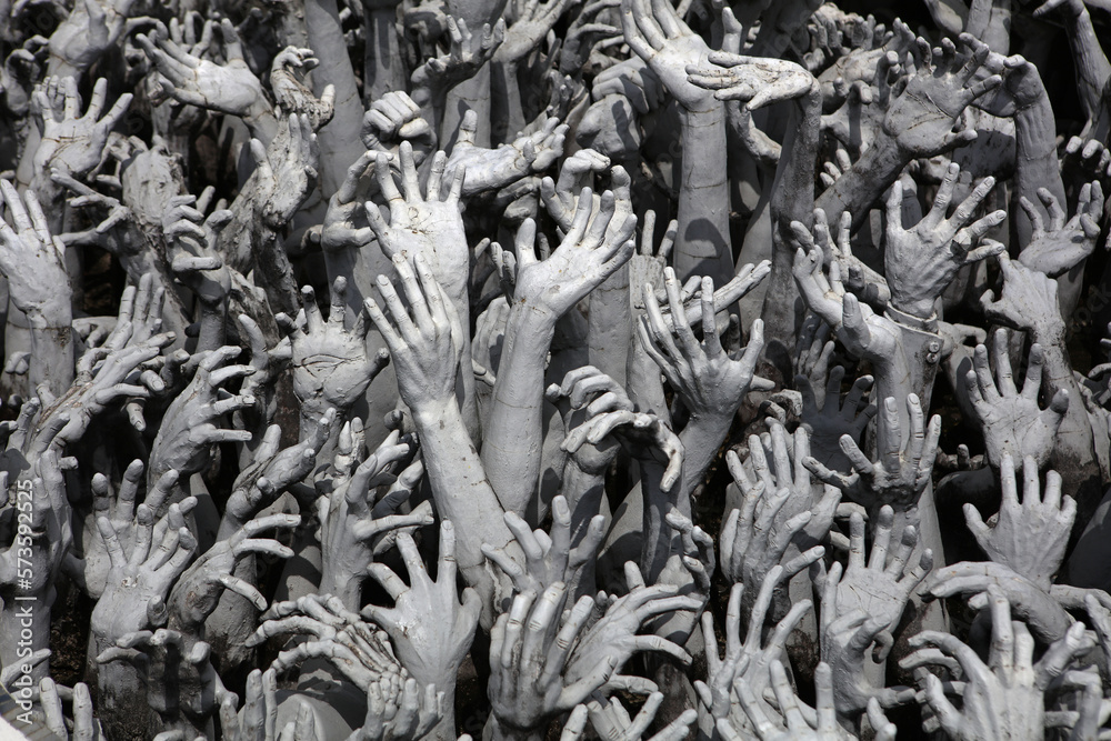 Wall mural Details of Wat Rong Khun - White Temple in Chiang Rai, Thailand