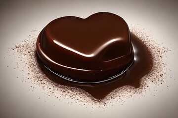 Chocolate Heart Splash. Liquid Chocolate In The Shape Of A Love Heart. Generative AI