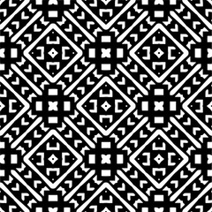 Vector geometric seamless pattern. Minimal ornamental background with abstract shapes. Black and white texture. Simple abstract ornament background. Dark repeat design for decor, fabric, cloth.